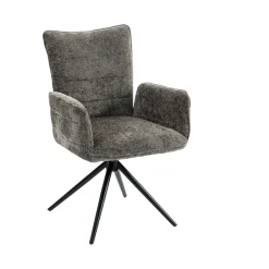Fauteuil de table pivotant anthracite en tissu texturé (x2) RIVANO