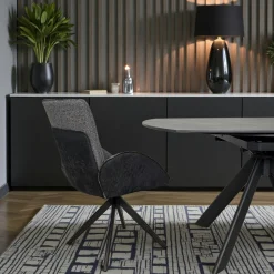 Fauteuil de table pivotant anthracite, bi-matière (lot de 2) AGADE