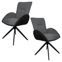 Fauteuil de table pivotant anthracite, bi-matière (lot de 2) AGADE