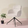Fauteuil de table pivotant beige bouclette (lot de 2) LOMBARDIE
