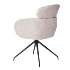 Fauteuil de table pivotant beige bouclette (lot de 2) LOMBARDIE