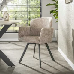 Fauteuil de table pivotant beige texturé (lot de 2) CREEK