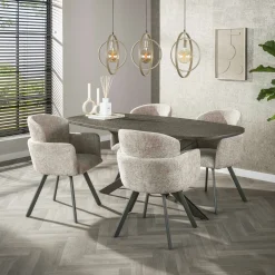 Fauteuil de table pivotant beige texturé (lot de 2) CREEK