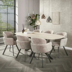 Fauteuil de table pivotant beige texturé (lot de 2) CREEK