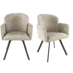 Fauteuil de table pivotant beige texturé (lot de 2) CREEK