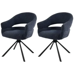 Fauteuil de table pivotant bleu à dos ouvert (lot de 2) IENA