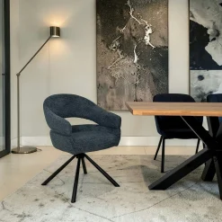 Fauteuil de table pivotant bleu à dos ouvert (lot de 2) IENA