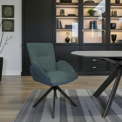 Fauteuil de table pivotant bleu, bi-matière (lot de 2) AGADE