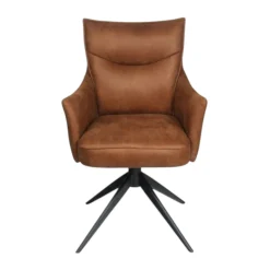 Fauteuil de table pivotant cognac à poignée (lot de 2) LOMBARDIE