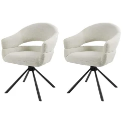 Fauteuil de table pivotant crème à dos ouvert (lot de 2) IENA