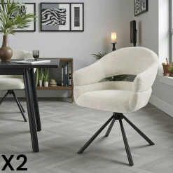 Fauteuil de table pivotant crème à dos ouvert (lot de 2) IENA