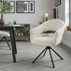 Fauteuil de table pivotant crème à dos ouvert (lot de 2) IENA