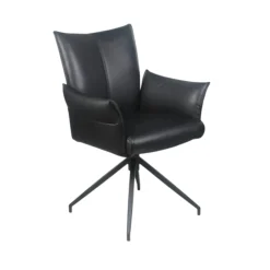 Fauteuil de table pivotant cuir noir (x2) LOMBARDIE