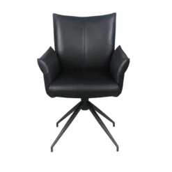 Fauteuil de table pivotant cuir noir (x2) LOMBARDIE