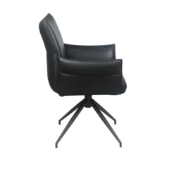 Fauteuil de table pivotant cuir noir (x2) LOMBARDIE