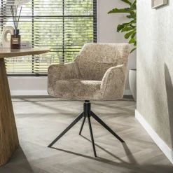 Fauteuil de table pivotant en bouclette douce sable (x2) MELBOURNE