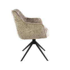 Fauteuil de table pivotant en bouclette douce sable (x2) MELBOURNE