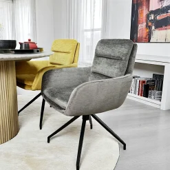 Fauteuil de table pivotant en velours gris (lot de 2) PALERME