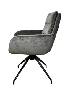 Fauteuil de table pivotant en velours gris (lot de 2) PALERME