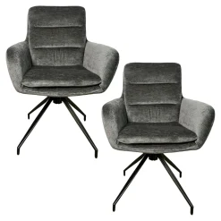 Fauteuil de table pivotant en velours gris (lot de 2) PALERME