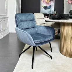 Fauteuil de table pivotant en velours bleu (lot de 2) PALERME
