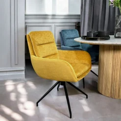 Fauteuil de table pivotant en velours moutarde (lot de 2) PALERME