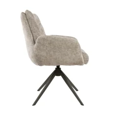 Fauteuil de table pivotant en tissu chenille sable (x2) TAJ