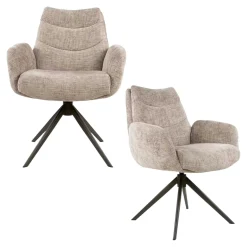Fauteuil de table pivotant en tissu chenille sable (x2) TAJ
