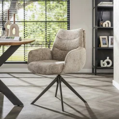 Fauteuil de table pivotant en tissu chenille sable (x2) TAJ