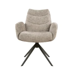 Fauteuil de table pivotant en tissu chenille sable (x2) TAJ