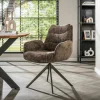 Fauteuil de table pivotant en tissu chenille taupe (x2) TAJ