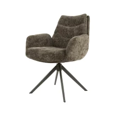 Fauteuil de table pivotant en tissu chenille taupe (x2) TAJ