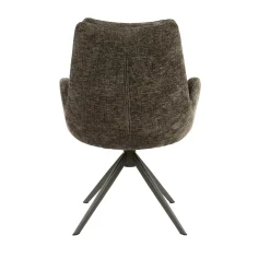 Fauteuil de table pivotant en tissu chenille taupe (x2) TAJ