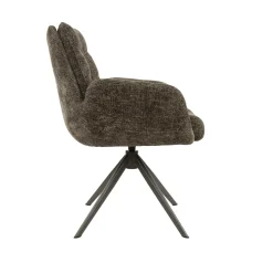 Fauteuil de table pivotant en tissu chenille taupe (x2) TAJ