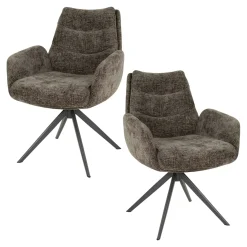 Fauteuil de table pivotant en velours taupe (lot de 2) TAJ