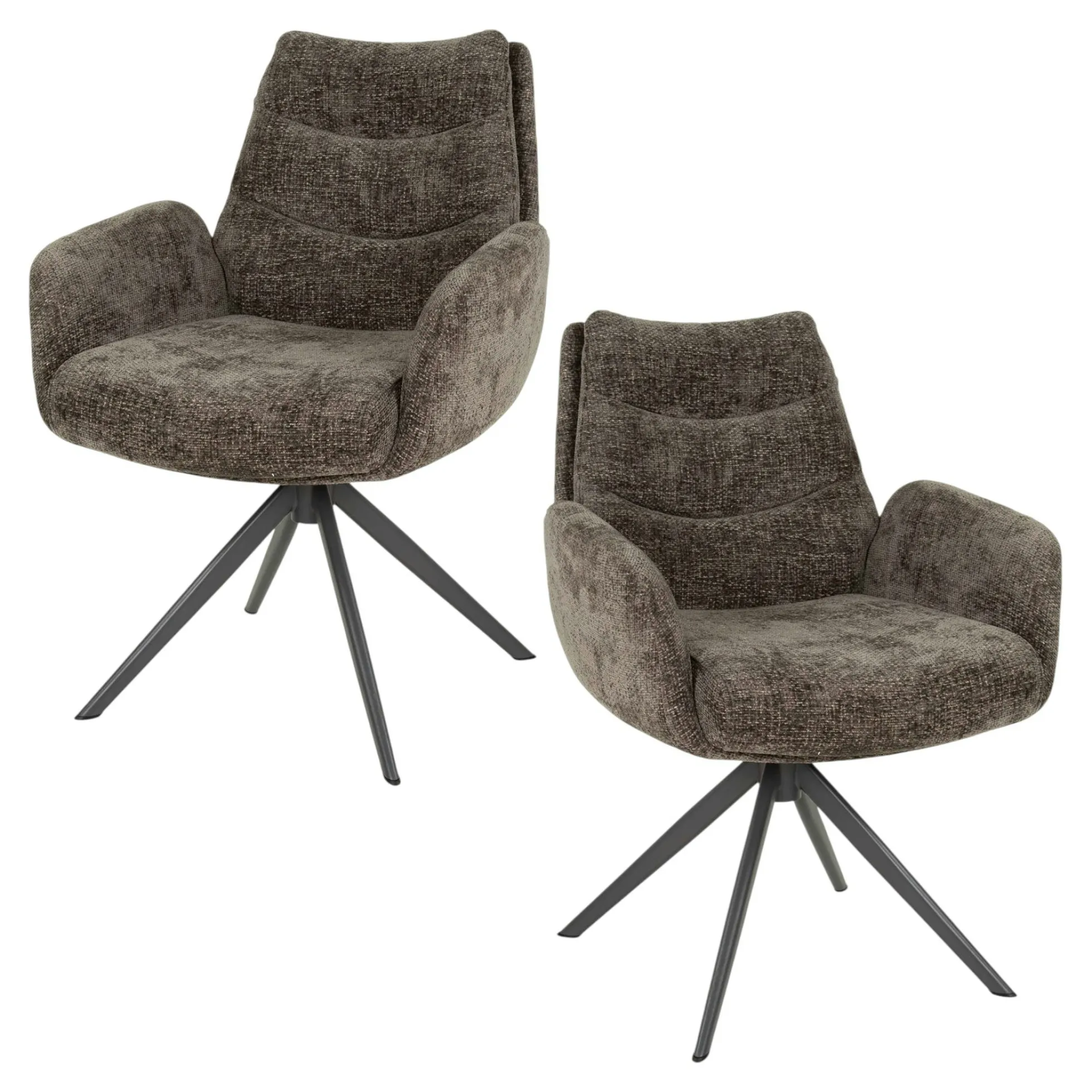 Fauteuil de table pivotant en velours taupe (lot de 2) TAJ