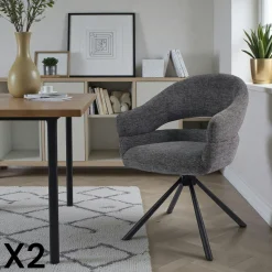 Fauteuil de table pivotant grisà dos ouvert (lot de 2) IENA