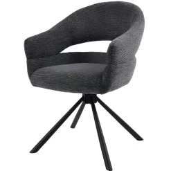 Fauteuil de table pivotant grisà dos ouvert (lot de 2) IENA