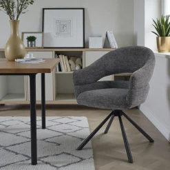 Fauteuil de table pivotant grisà dos ouvert (lot de 2) IENA