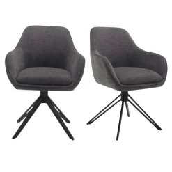 Fauteuil de table pivotant gris foncé à poignée (lot de 2) CORTINA
