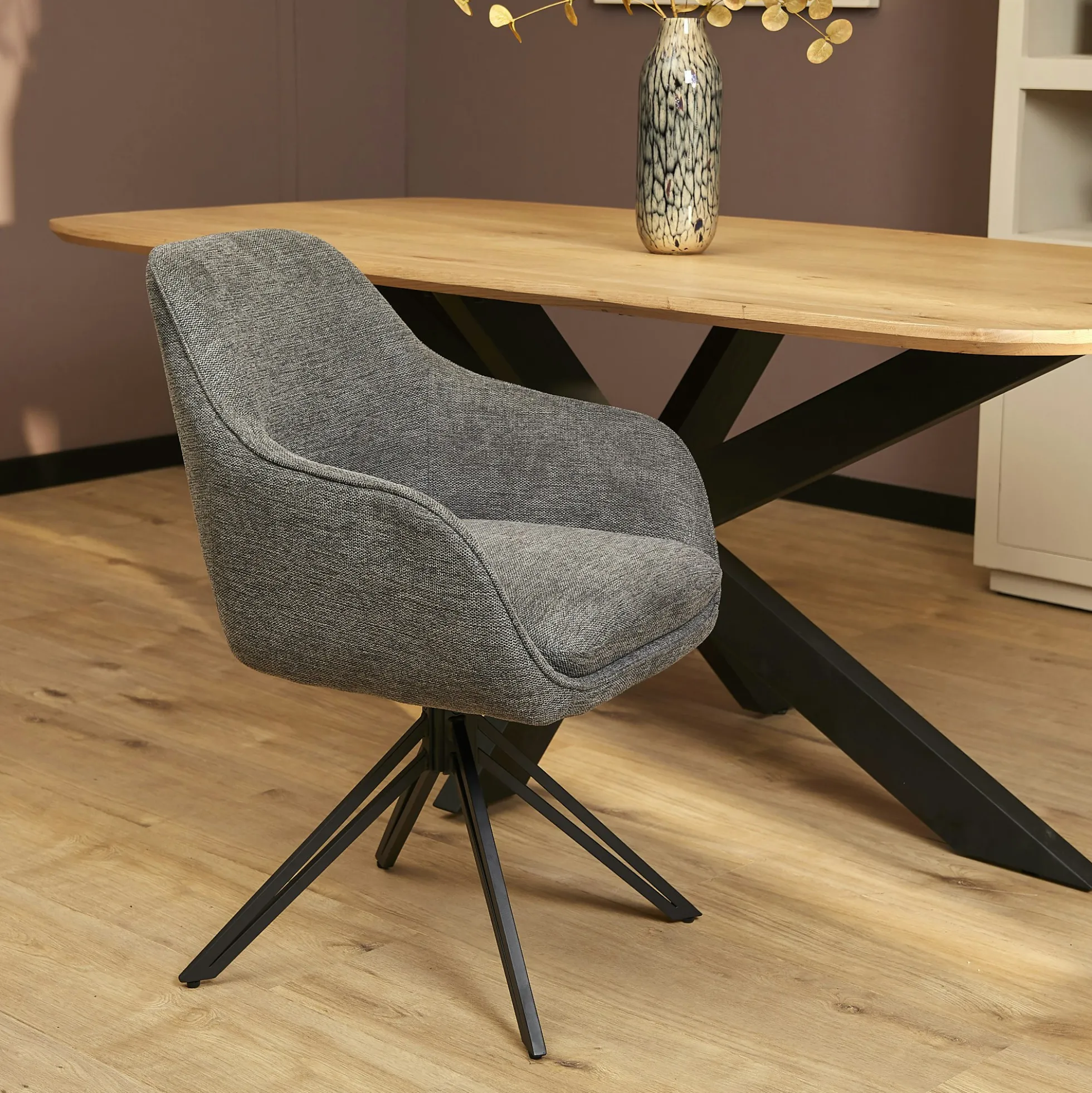 Fauteuil de table pivotant gris foncé à poignée (lot de 2) CORTINA