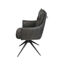 Fauteuil de table pivotant gris foncé à poignée (lot de 2) LOMBARDIE