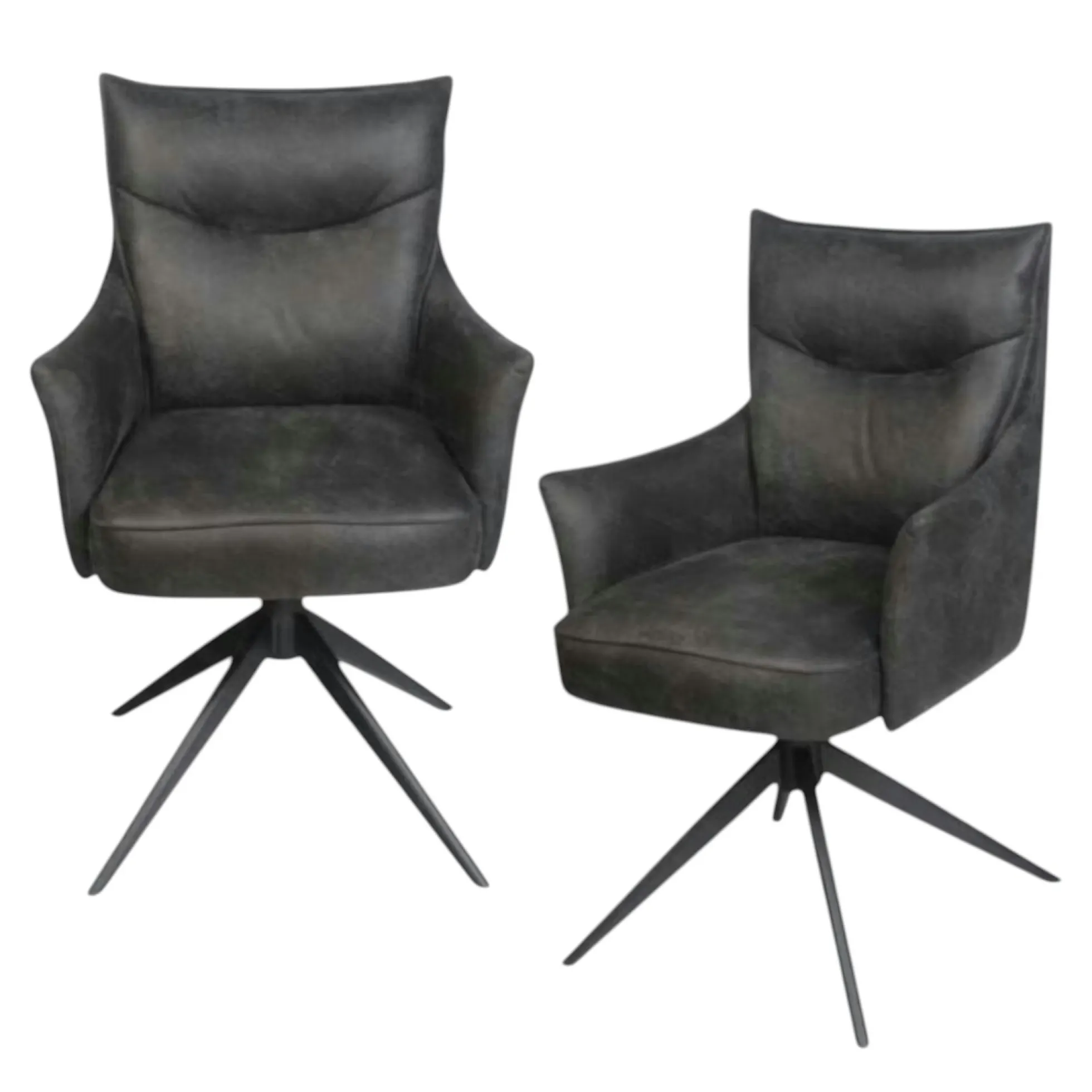 Fauteuil de table pivotant gris foncé à poignée (lot de 2) LOMBARDIE