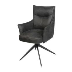 Fauteuil de table pivotant gris foncé à poignée (lot de 2) LOMBARDIE