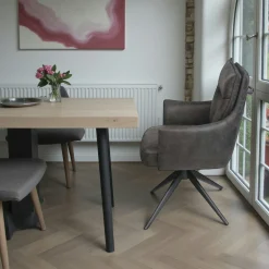 Fauteuil de table pivotant gris foncé à poignée (lot de 2) LOMBARDIE