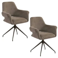 Fauteuil de table pivotant marron pieds bronze (x2) AUREN