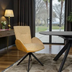 Fauteuil de table pivotant moutarde, bi-matière (lot de 2) AGADE