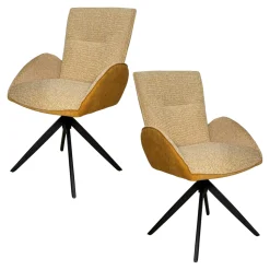 Fauteuil de table pivotant moutarde, bi-matière (lot de 2) AGADE