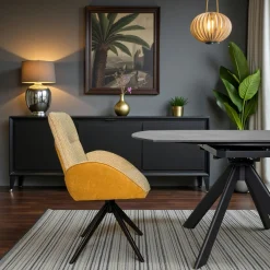 Fauteuil de table pivotant moutarde, bi-matière (lot de 2) AGADE