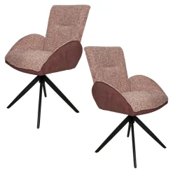 Fauteuil de table pivotant prune, bi-matière (lot de 2) AGADE